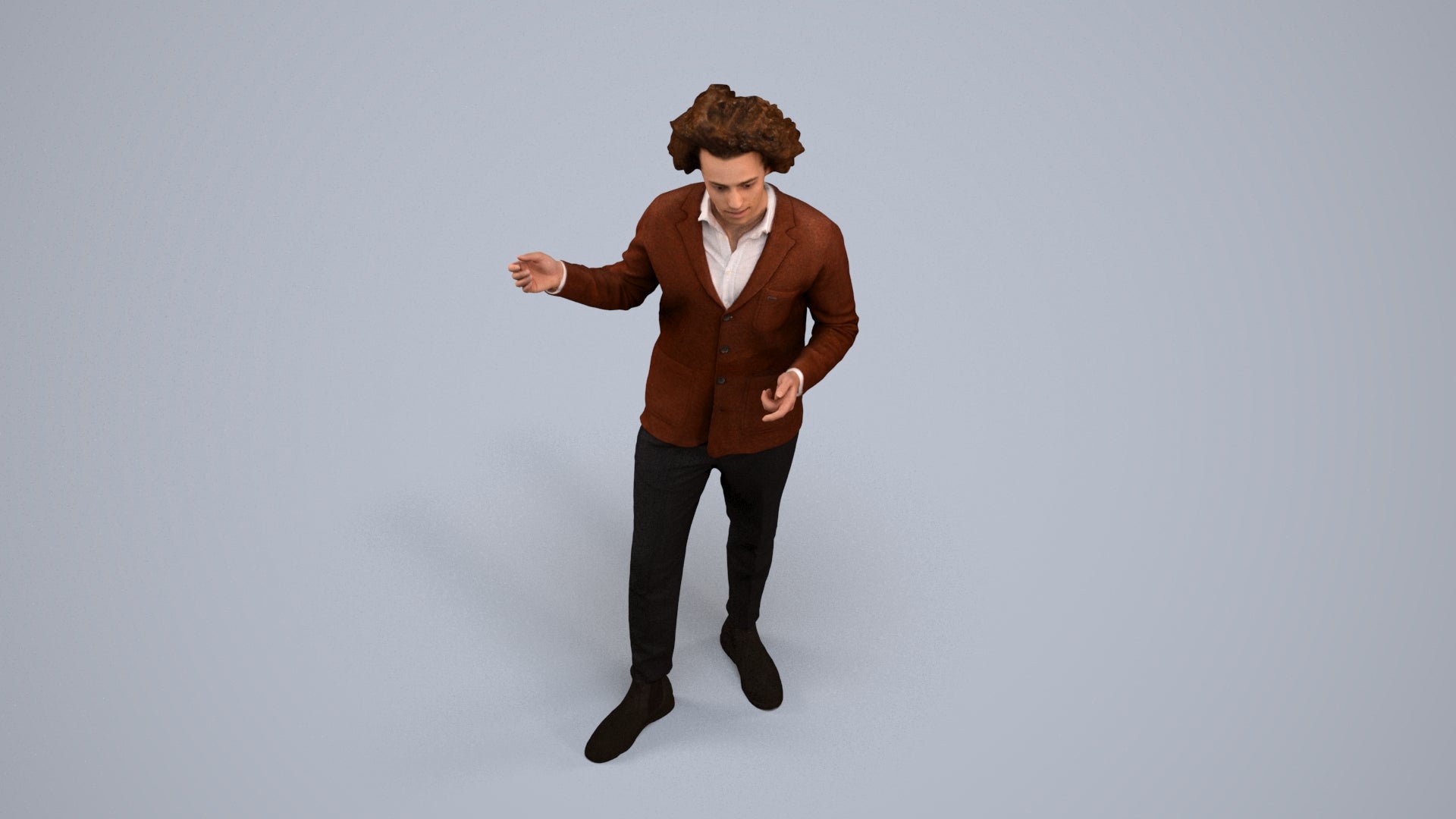 realistic 3D man business, scanned archviz people for Blender and 3ds Max, back view render