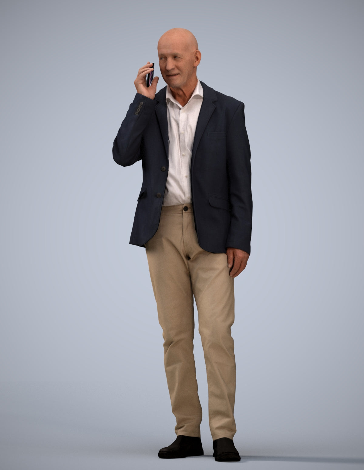 scanned 3D senior man business, photogrammetry people for Enscape and V-Ray