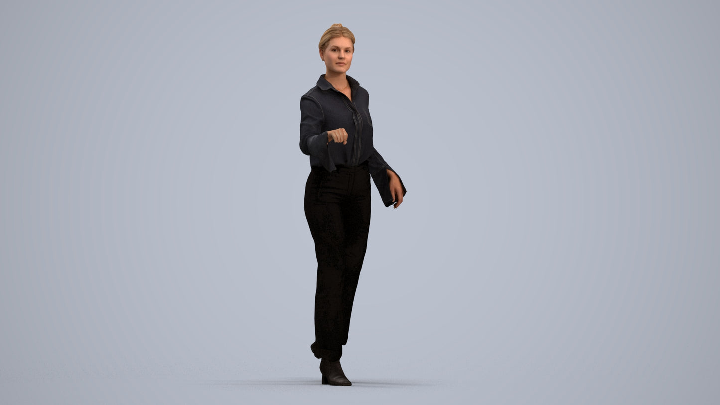 scanned 3D woman business door, photogrammetry people for Enscape and V-Ray, standing pose render