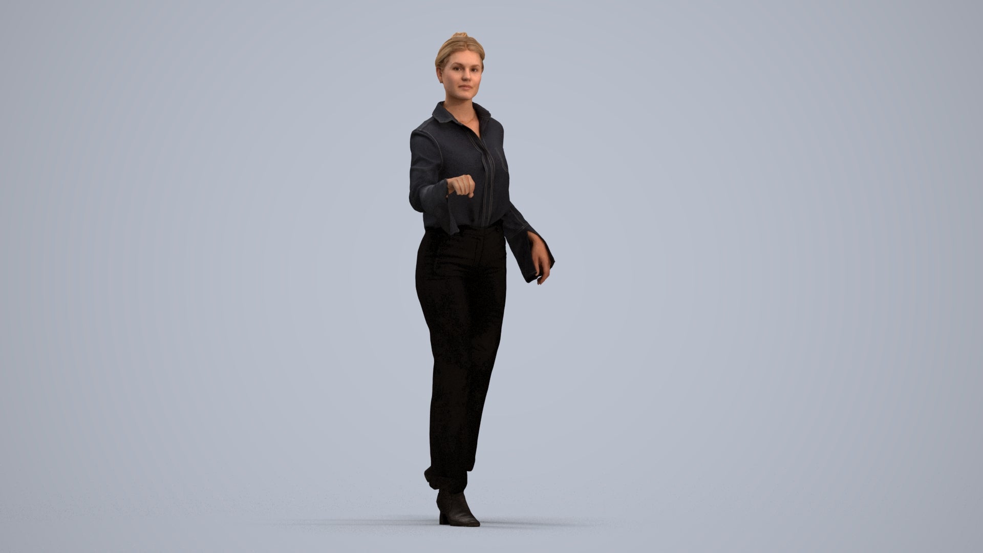 scanned 3D woman business door, photogrammetry people for Enscape and V-Ray, standing pose render