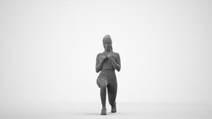 scanned 3D woman sport, photogrammetry people for Enscape and V-Ray, wireframe side view