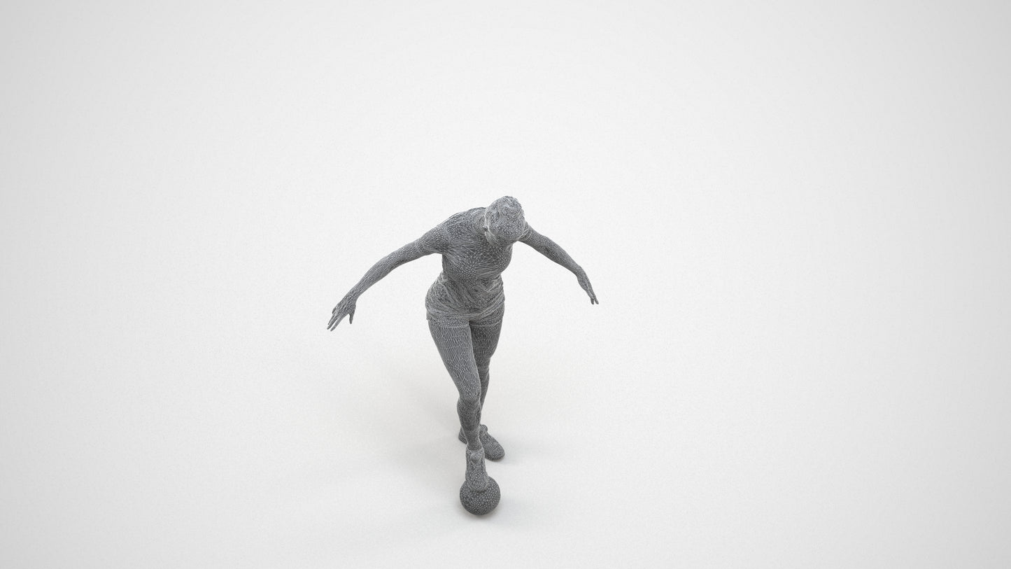 photogrammetry 3D woman sport, realistic human model archviz FBX, wireframe three-quarter view