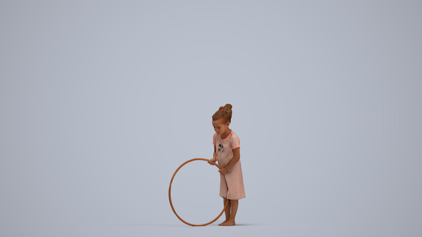 realistic 3D girl casual kids, scanned archviz people for Blender and 3ds Max, standing pose render
