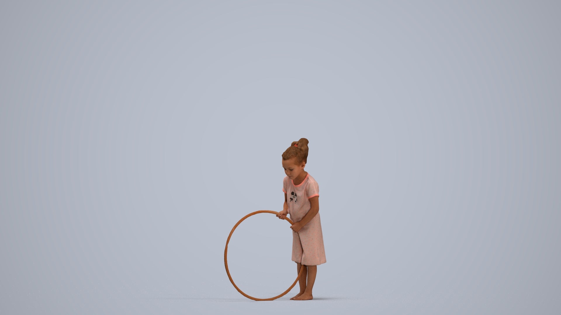 realistic 3D girl casual kids, scanned archviz people for Blender and 3ds Max, standing pose render