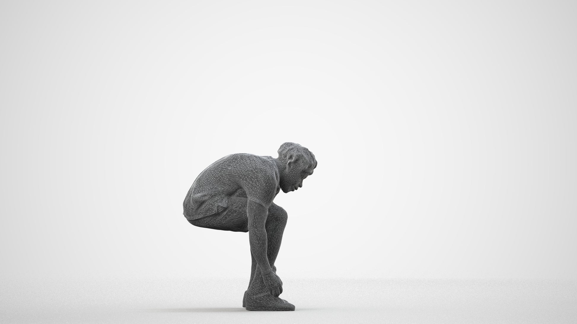 realistic 3D people man sport, render-ready for V-Ray and Corona, FBX OBJ, wireframe side view