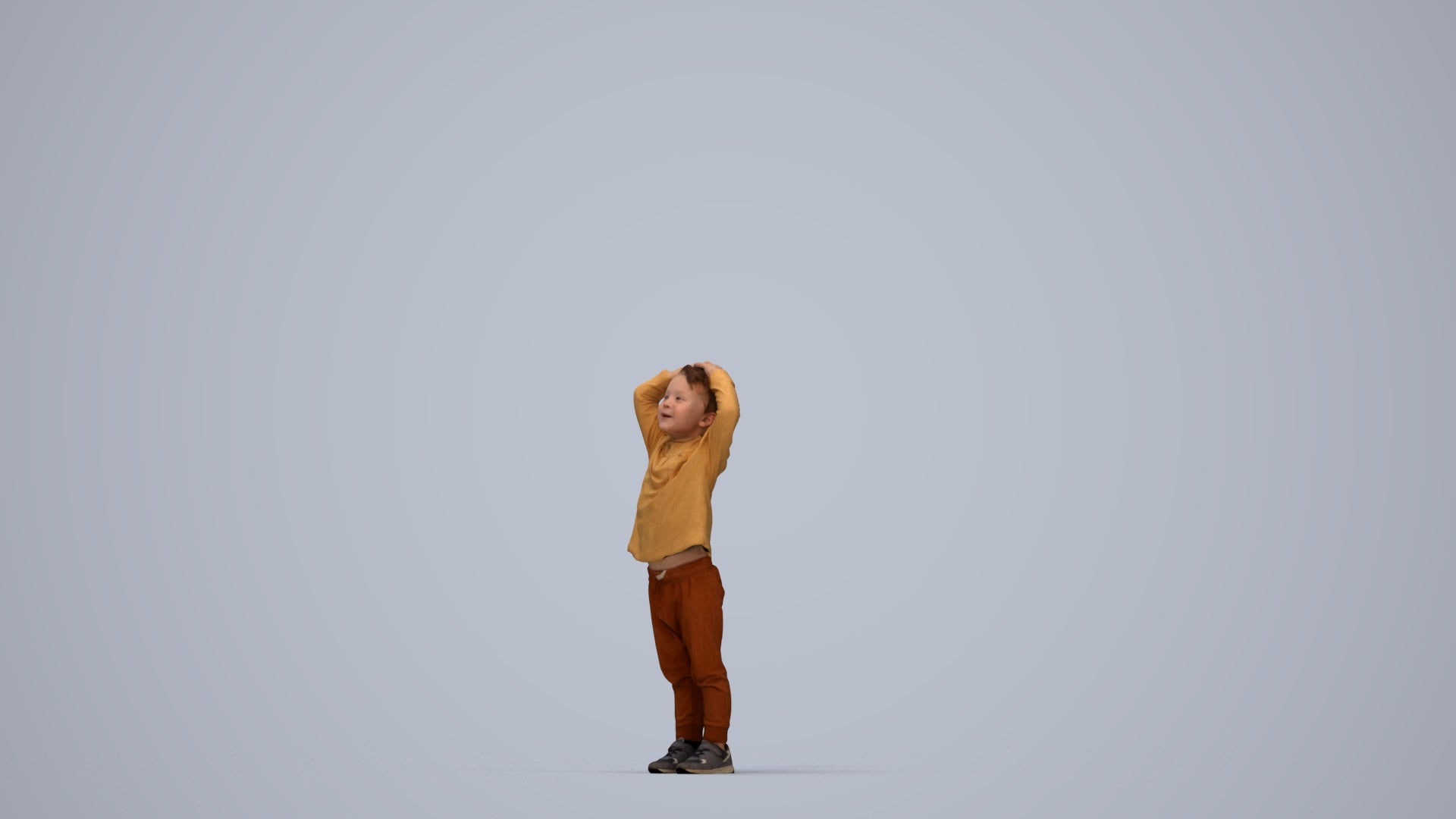 3D scanned boy kids casual, photorealistic archviz people for Enscape and SketchUp, top-down view render