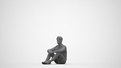 scanned 3D man casual mix, photogrammetry people for Enscape and V-Ray, wireframe back view