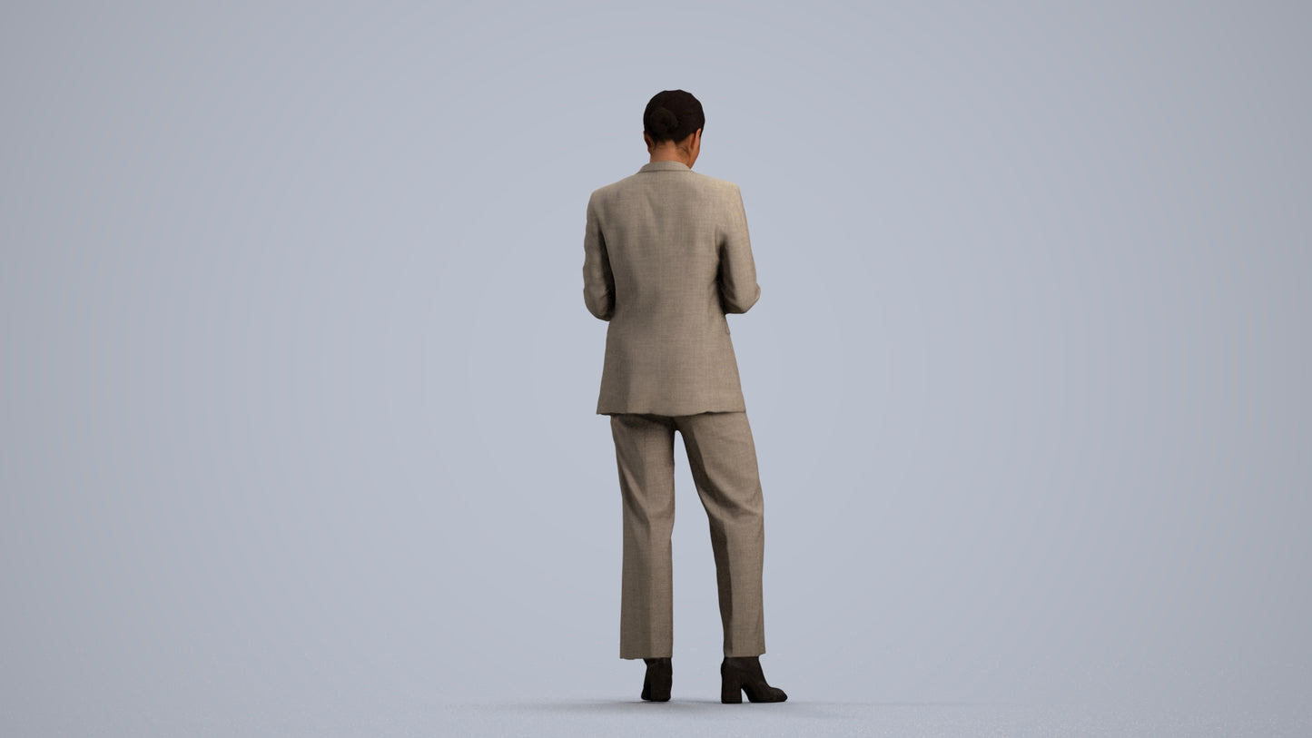 scanned 3D woman business, photogrammetry people for Enscape and V-Ray, front view render