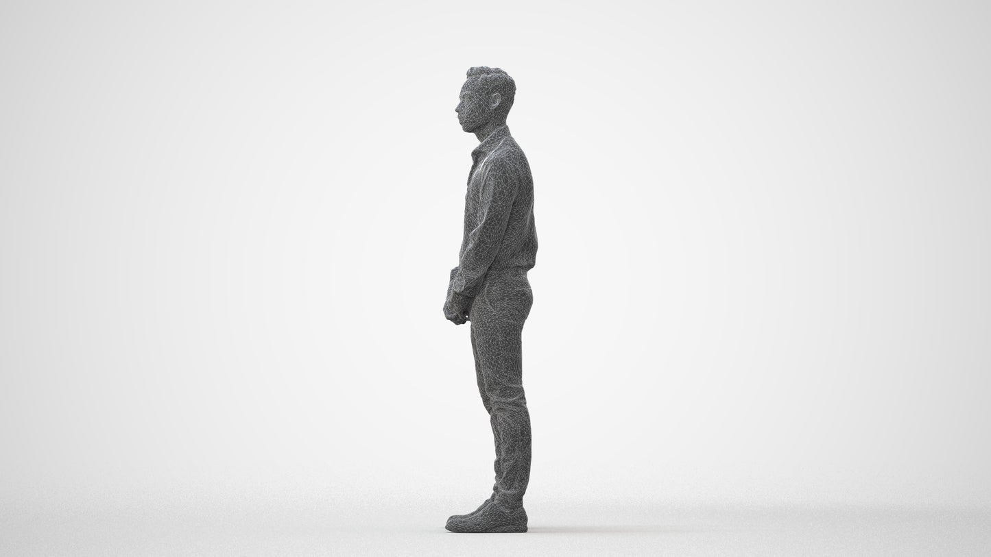 photogrammetry 3D man business standing, realistic human model archviz FBX, square thumbnail