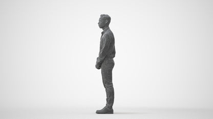 photogrammetry 3D man business standing, realistic human model archviz FBX, square thumbnail