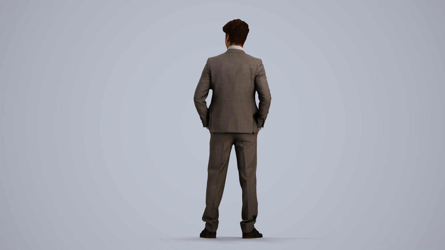 realistic 3D people man business, render-ready for V-Ray and Corona, FBX OBJ, front view render
