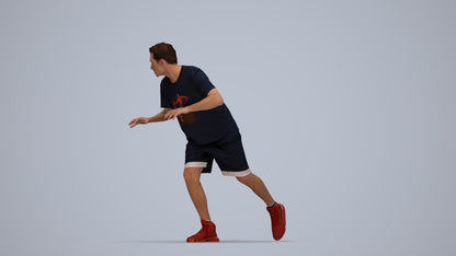 3D people model man sport, scanned human for 3ds Max rendering, top-down view render