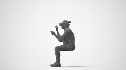 3D scanned man sitting casual, photorealistic archviz people for Enscape and SketchUp, square thumbnail