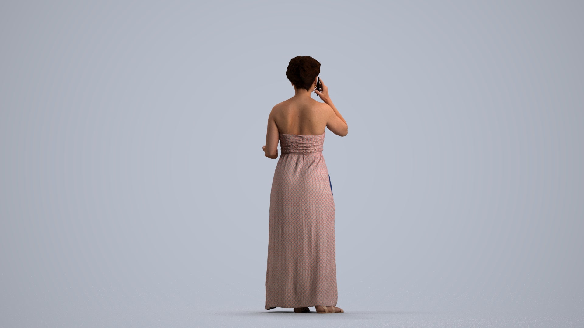 realistic 3D woman casual standing, scanned archviz people for Blender and 3ds Max, front view render