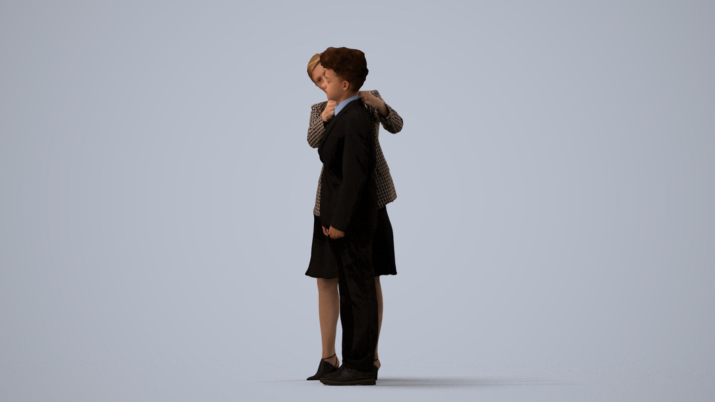 photogrammetry 3D girl kids, realistic human model archviz FBX, three-quarter view render