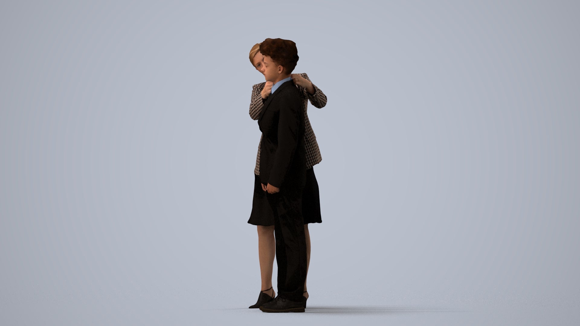 photogrammetry 3D girl kids, realistic human model archviz FBX, three-quarter view render
