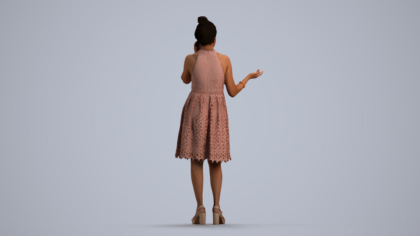 scanned 3D woman formal standing, photogrammetry people for Enscape and V-Ray, front view render