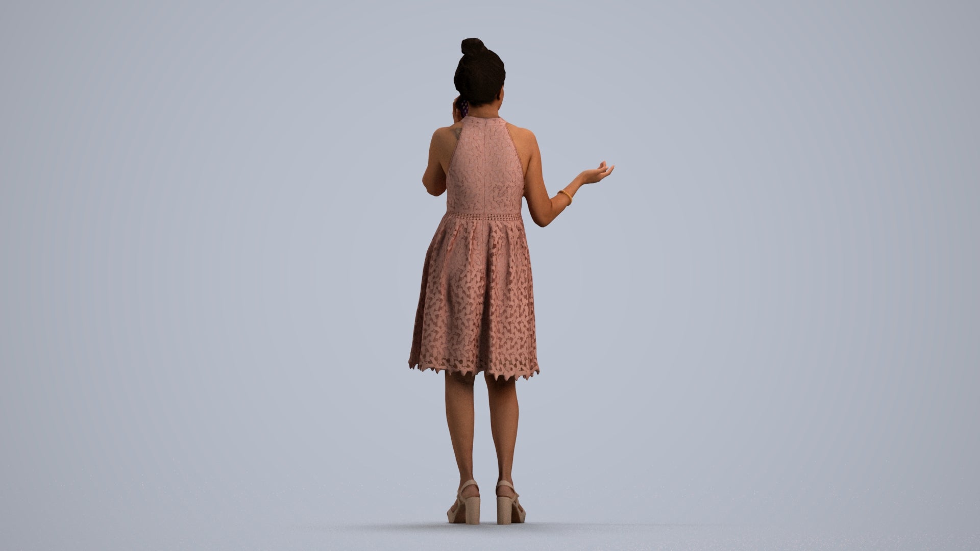 scanned 3D woman formal standing, photogrammetry people for Enscape and V-Ray, front view render
