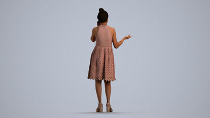 scanned 3D woman formal standing, photogrammetry people for Enscape and V-Ray, front view render
