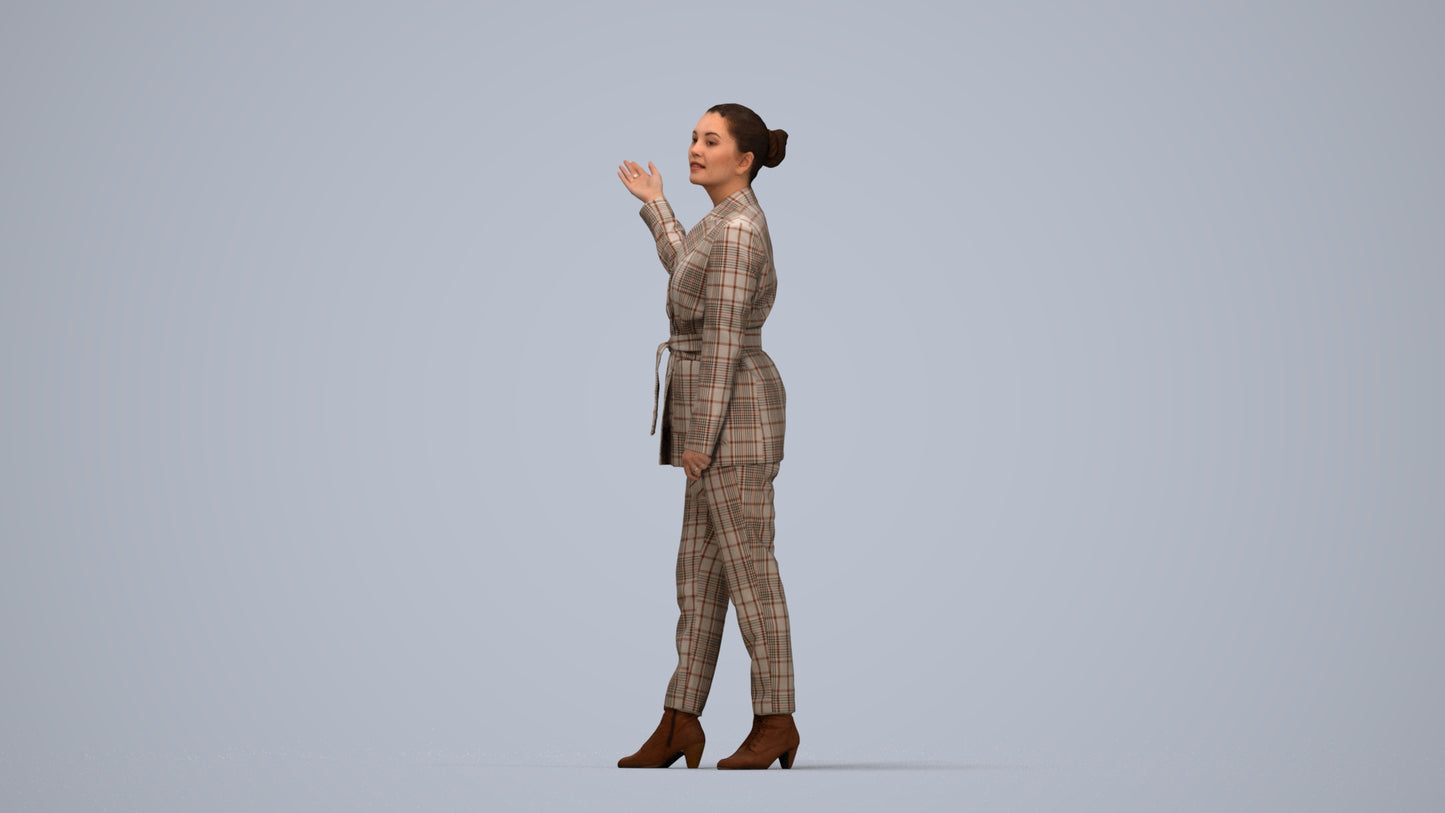 realistic 3D woman business, scanned archviz people for Blender and 3ds Max, top-down view render