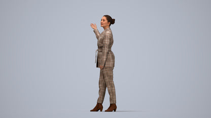 realistic 3D woman business, scanned archviz people for Blender and 3ds Max, top-down view render