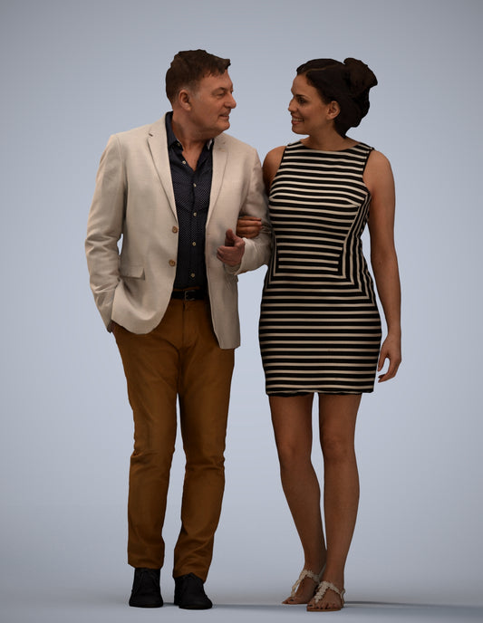 realistic 3D people woman casual couple, render-ready for V-Ray and Corona, FBX OBJ