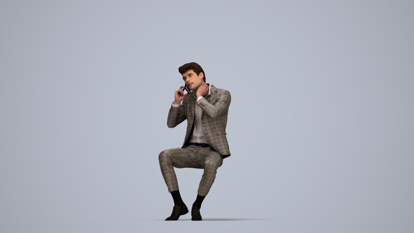 realistic 3D human man business, archviz people FBX OBJ for Blender, top-down view render