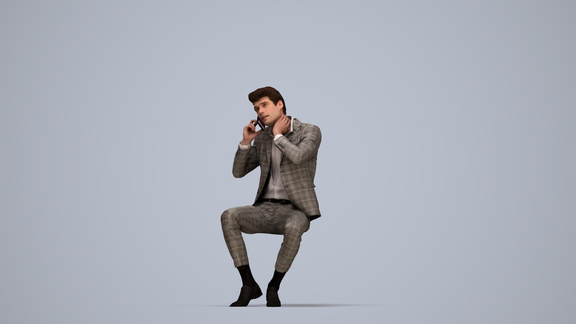 realistic 3D human man business, archviz people FBX OBJ for Blender, top-down view render