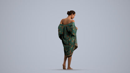 photogrammetry 3D woman bathroom, realistic human model archviz FBX, front view render