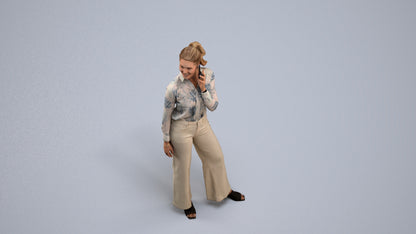 3D people model woman casual standing, scanned human for 3ds Max rendering, back view render