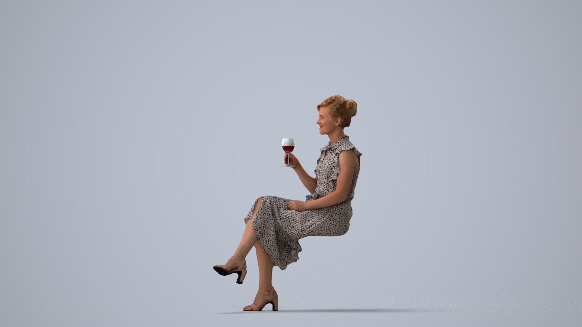 photogrammetry 3D woman casual kids, realistic human model archviz FBX, three-quarter view render