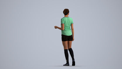 3D human model woman sport, photogrammetry scanned person for archviz, front view render