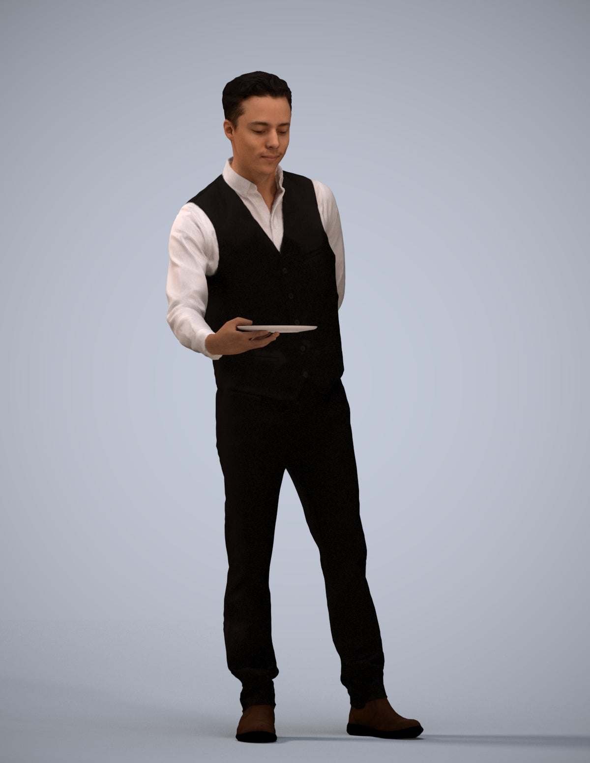 3D scanned man hospitality, photorealistic archviz people for Enscape and SketchUp