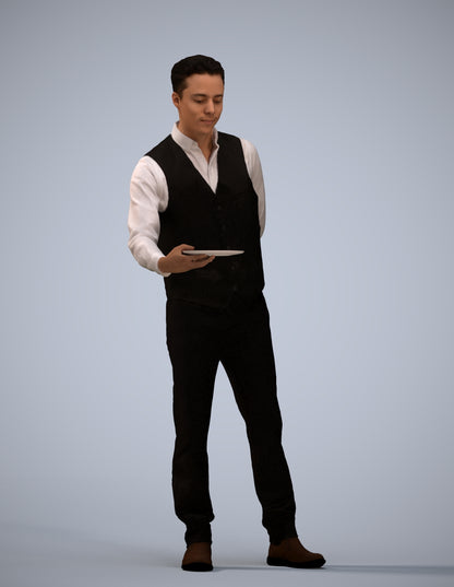 3D scanned man hospitality, photorealistic archviz people for Enscape and SketchUp