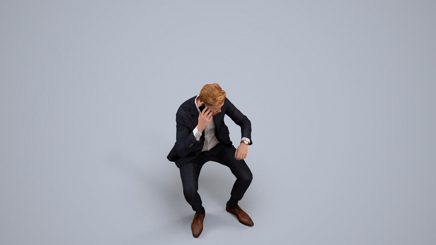 photogrammetry 3D man business, realistic human model archviz FBX, back view render