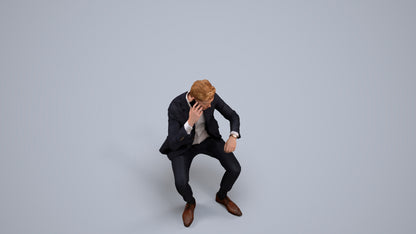 photogrammetry 3D man business, realistic human model archviz FBX, back view render