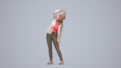 realistic 3D people senior woman sport, render-ready for V-Ray and Corona, FBX OBJ, top-down view render