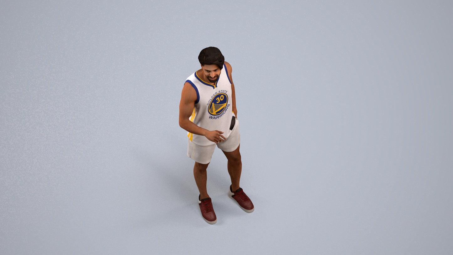 realistic 3D people man sport standing, render-ready for V-Ray and Corona, FBX OBJ, back view render