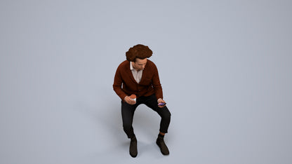 realistic 3D people man business sitting, render-ready for V-Ray and Corona, FBX OBJ, back view render
