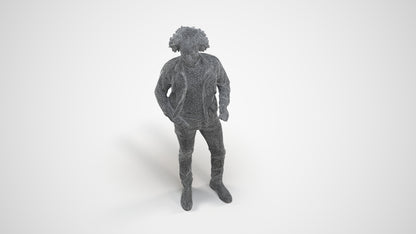 realistic 3D people man casual standing, render-ready for V-Ray and Corona, FBX OBJ, wireframe three-quarter view