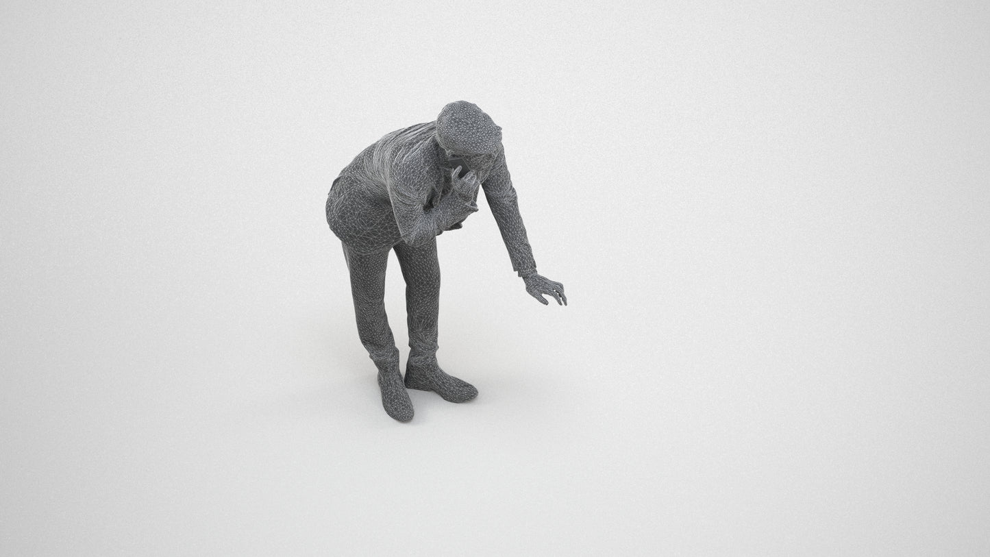 realistic 3D man business, scanned archviz people for Blender and 3ds Max, wireframe three-quarter view