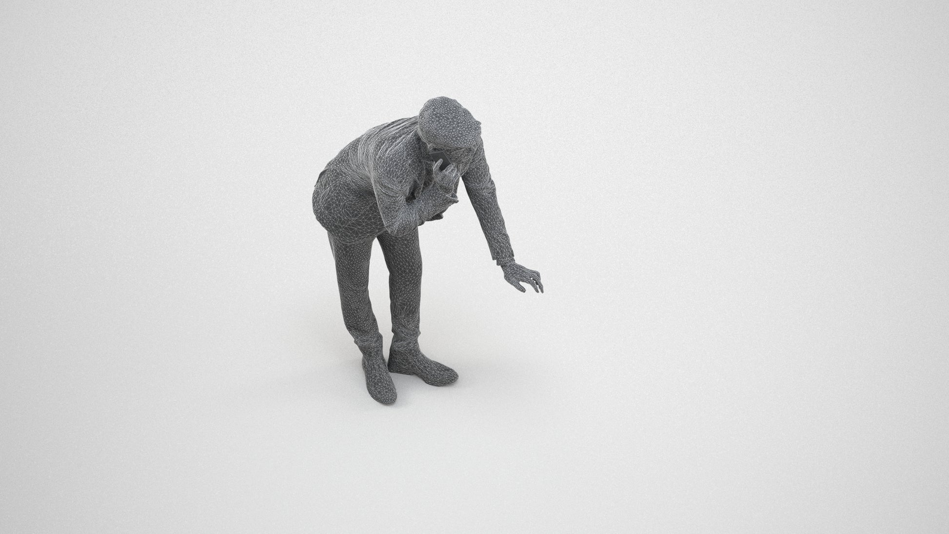 realistic 3D man business, scanned archviz people for Blender and 3ds Max, wireframe three-quarter view