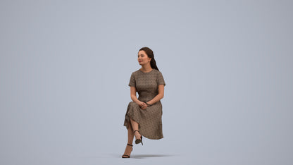 realistic 3D woman casual sitting, scanned archviz people for Blender and 3ds Max, standing pose render