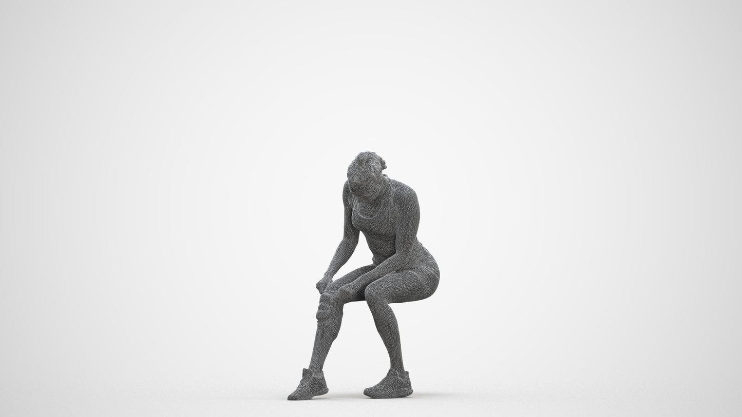 realistic 3D woman sport, scanned archviz people for Blender and 3ds Max, three-quarter front view render