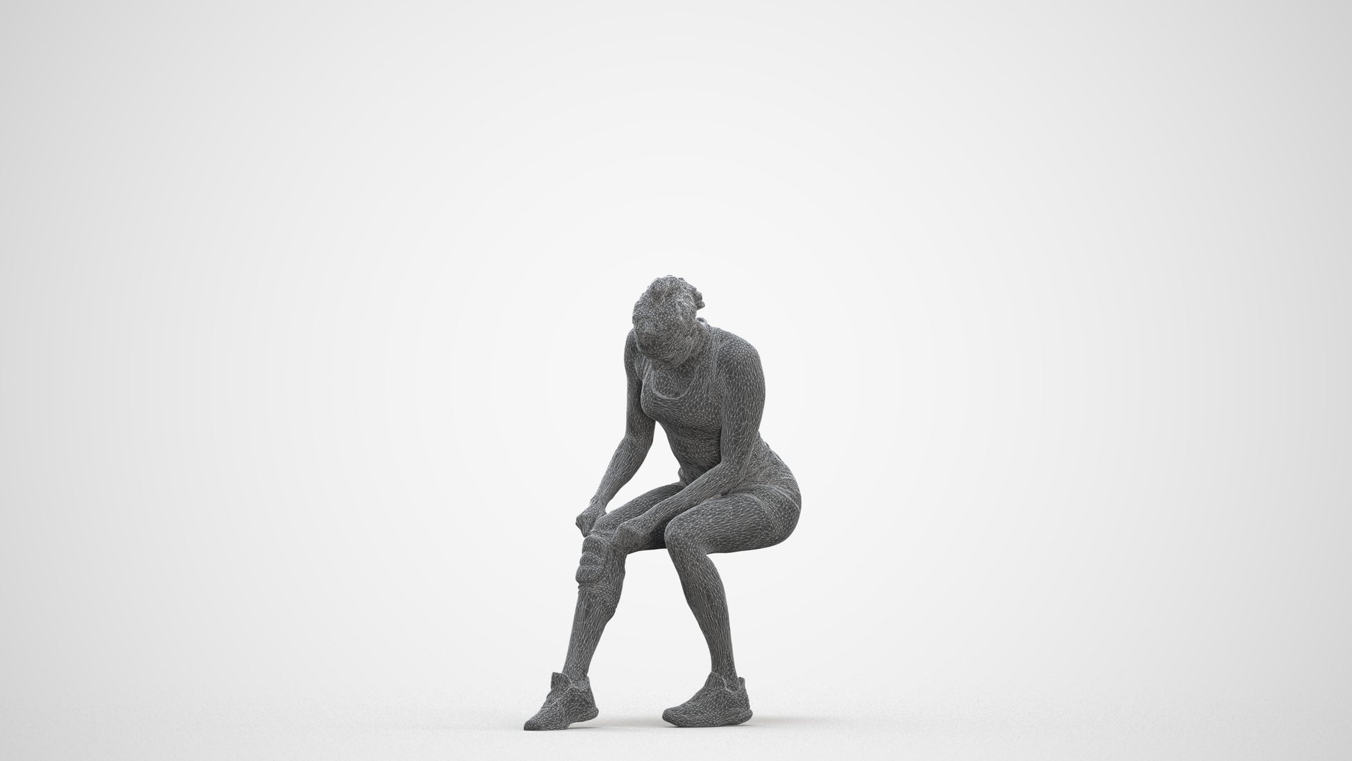 realistic 3D woman sport, scanned archviz people for Blender and 3ds Max, three-quarter front view render
