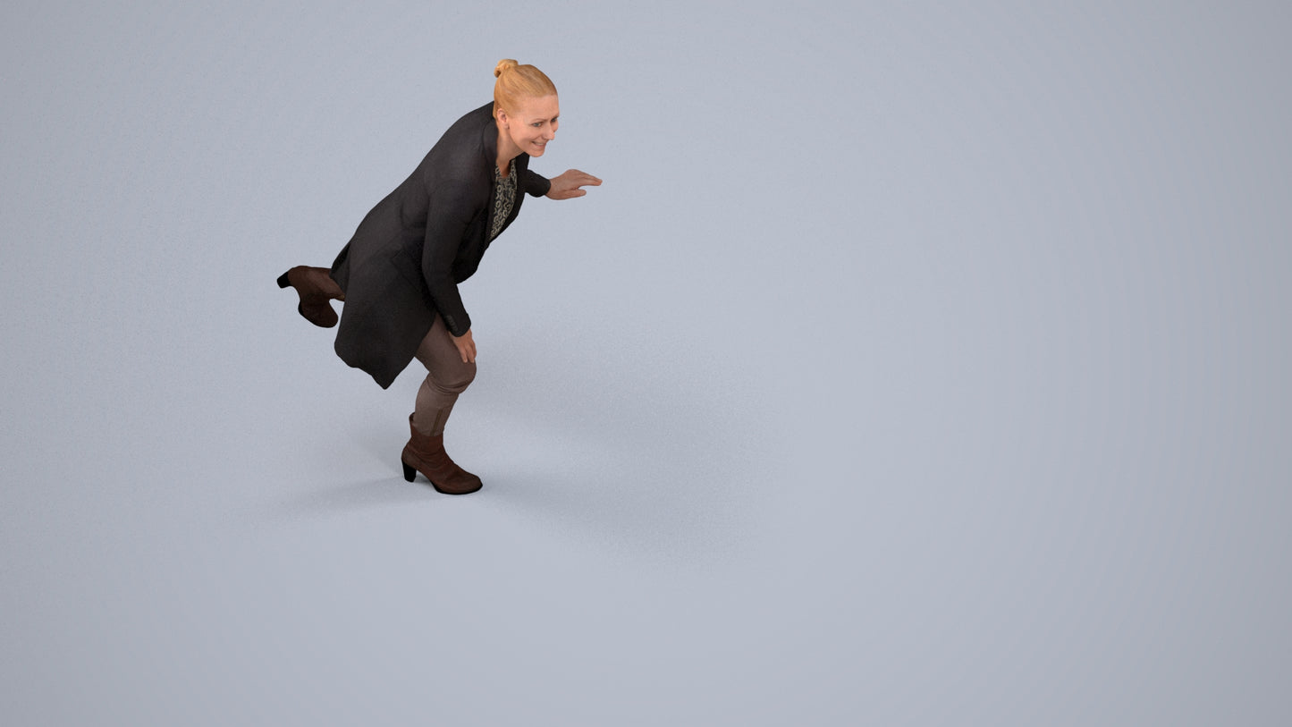 realistic 3D people woman business standing, render-ready for V-Ray and Corona, FBX OBJ, back view render