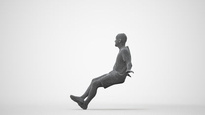 scanned 3D man casual sitting, photogrammetry people for Enscape and V-Ray, square thumbnail