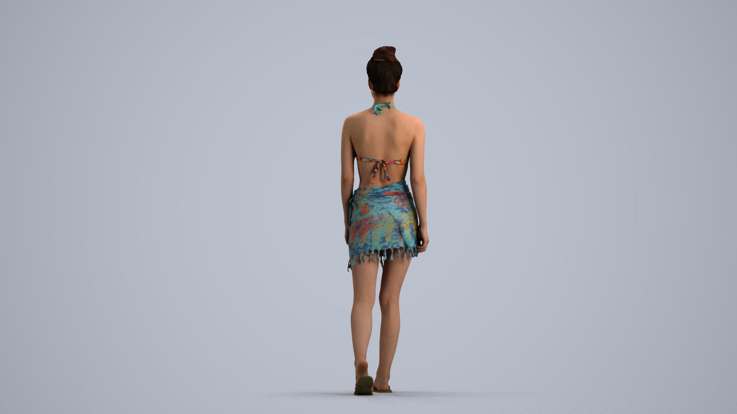 scanned 3D woman pool, photogrammetry people for Enscape and V-Ray, front view render