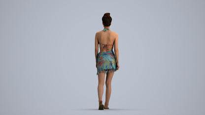 scanned 3D woman pool, photogrammetry people for Enscape and V-Ray, front view render