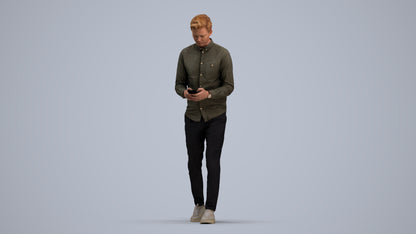 realistic 3D man casual walking, scanned archviz people for Blender and 3ds Max, standing pose render